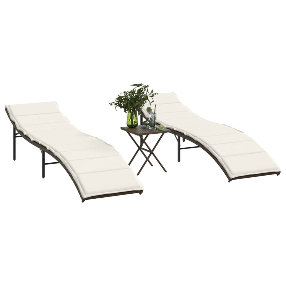 Poly Rattan Sonnenliegen 2er Set mit Tisch