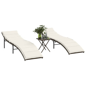 Poly Rattan Sonnenliegen 2er Set mit Tisch