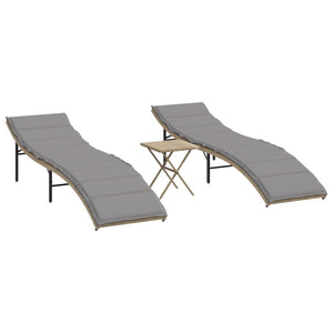 Poly Rattan Sonnenliegen 2er Set mit Tisch
