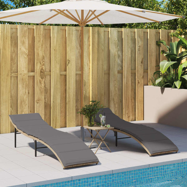 Poly Rattan Sonnenliegen 2er Set mit Tisch