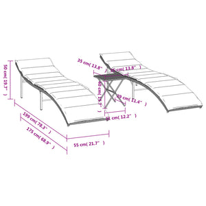 Poly Rattan Sonnenliegen 2er Set mit Tisch