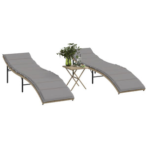 Poly Rattan Sonnenliegen 2er Set mit Tisch
