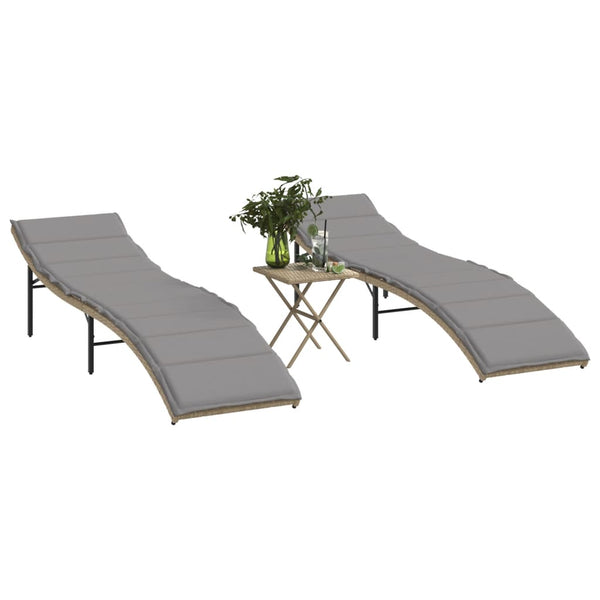 Poly Rattan Sonnenliegen 2er Set mit Tisch