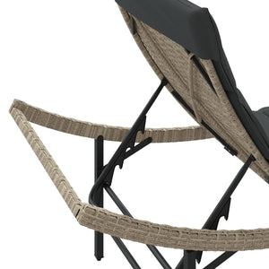 Sonnenliegen Set mit Tisch, Hellgrau