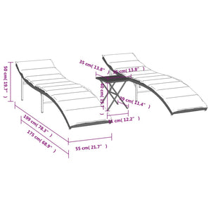 Sonnenliegen Set mit Tisch, Hellgrau