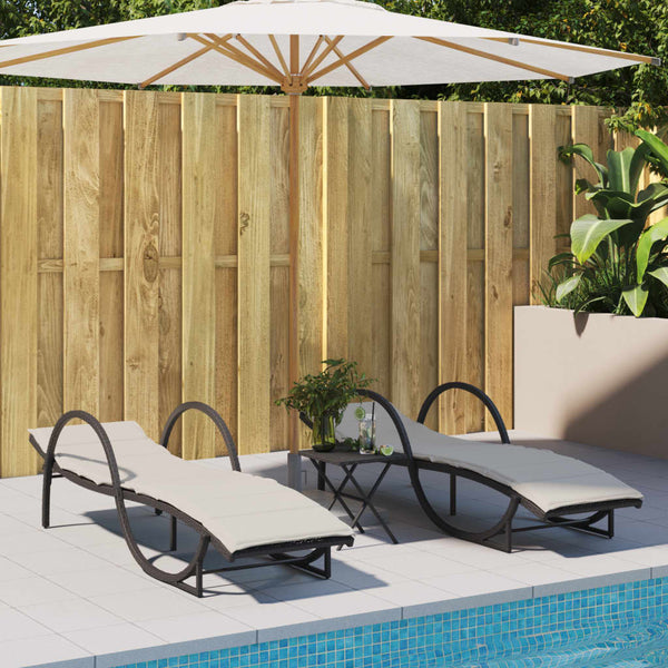 Schwarze Poly Rattan Sonnenliege mit Auflage