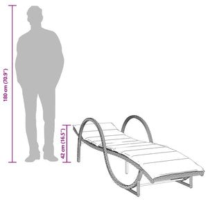 Schwarze Poly Rattan Sonnenliege mit Auflage