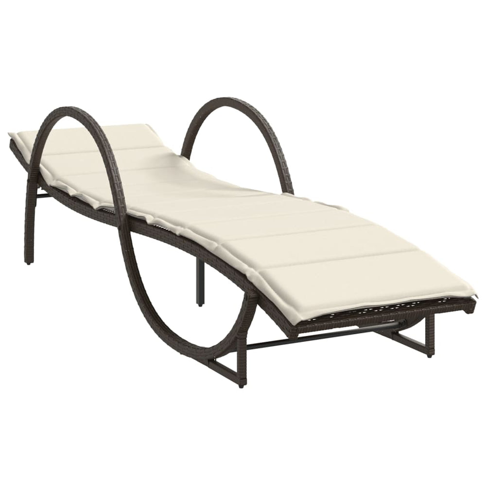 Braune Poly Rattan Sonnenliege mit Auflage