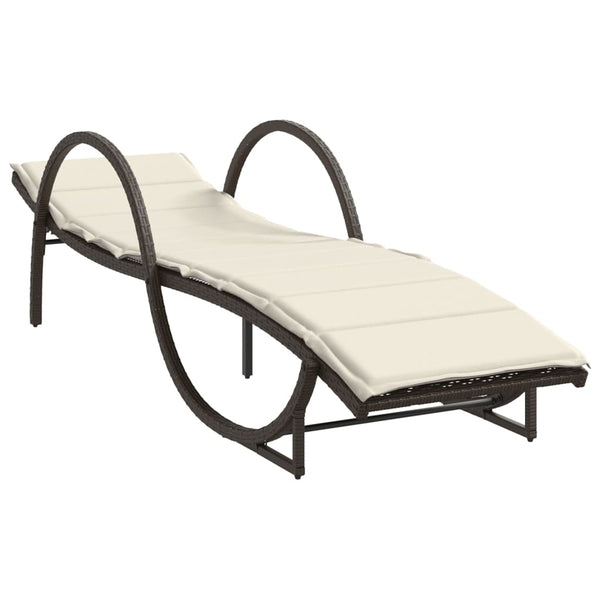 Braune Poly Rattan Sonnenliege mit Auflage