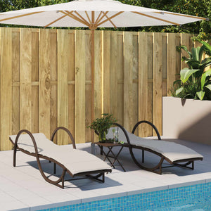 Braune Poly Rattan Sonnenliege mit Auflage
