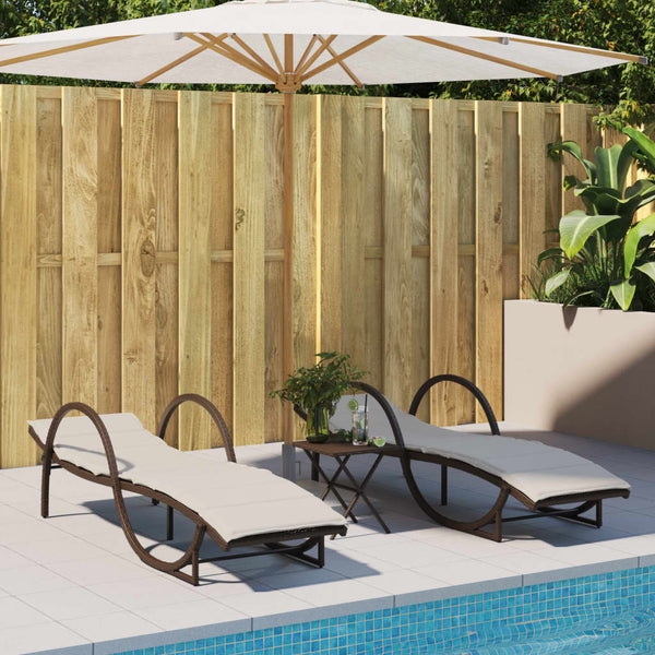 Braune Poly Rattan Sonnenliege mit Auflage