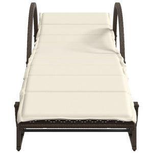 Braune Poly Rattan Sonnenliege mit Auflage