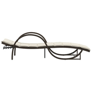 Braune Poly Rattan Sonnenliege mit Auflage