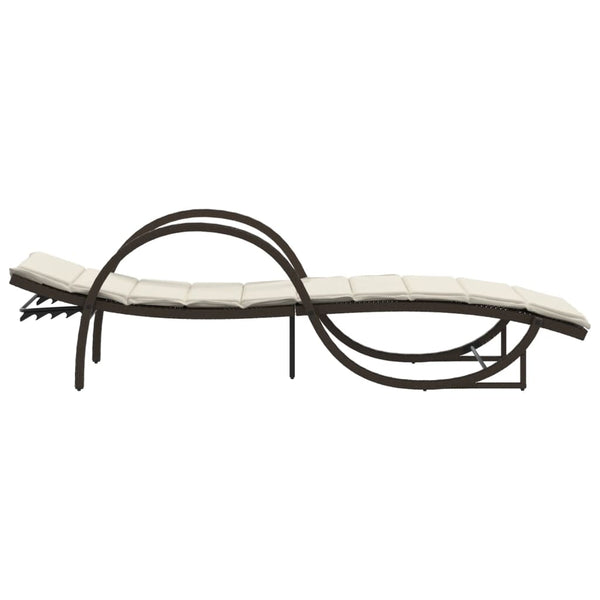 Braune Poly Rattan Sonnenliege mit Auflage
