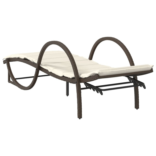 Braune Poly Rattan Sonnenliege mit Auflage