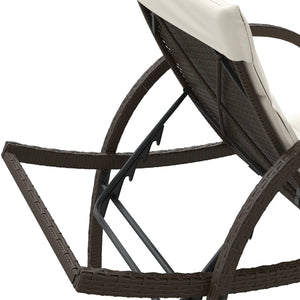 Braune Poly Rattan Sonnenliege mit Auflage