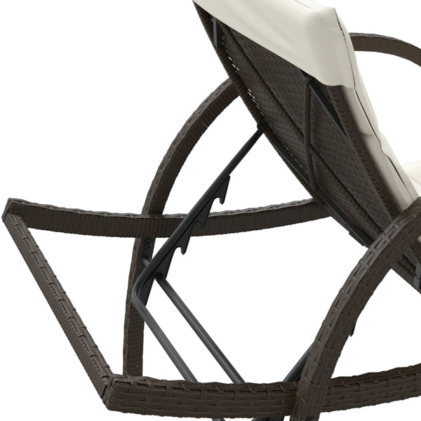 Braune Poly Rattan Sonnenliege mit Auflage