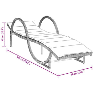Braune Poly Rattan Sonnenliege mit Auflage