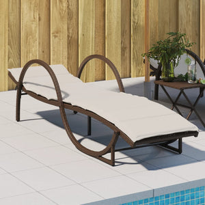 Braune Poly Rattan Sonnenliege mit Auflage