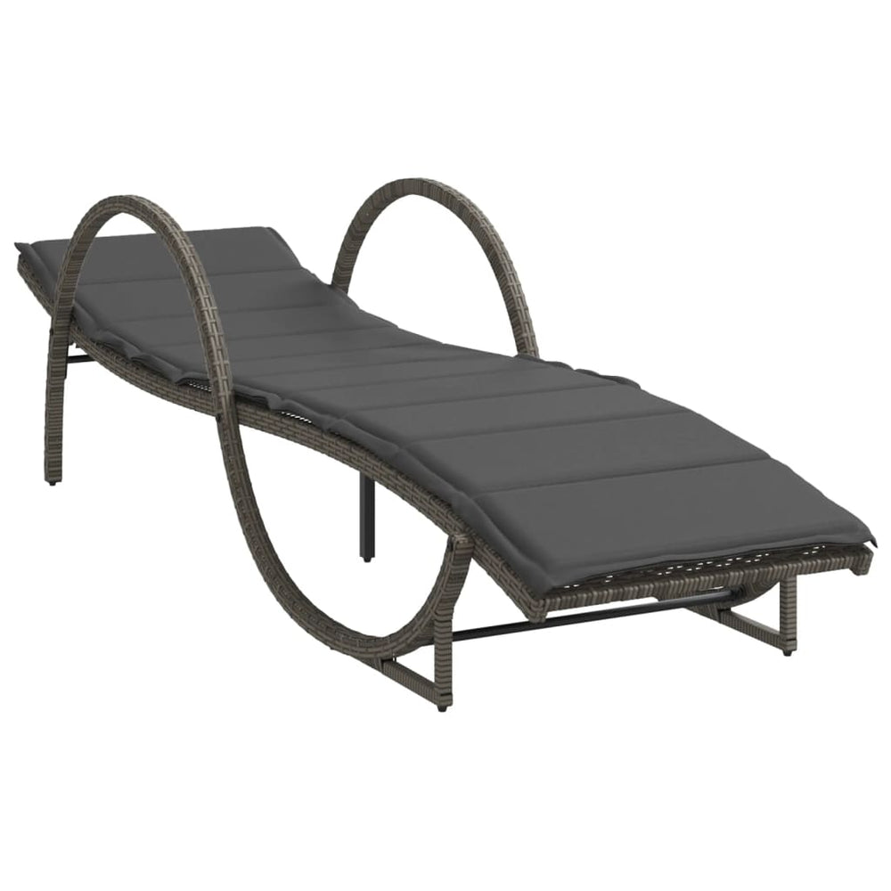 Graue Poly Rattan Sonnenliege mit Auflage