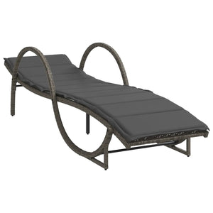 Graue Poly Rattan Sonnenliege mit Auflage