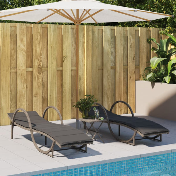 Graue Poly Rattan Sonnenliege mit Auflage