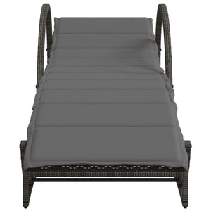 Graue Poly Rattan Sonnenliege mit Auflage