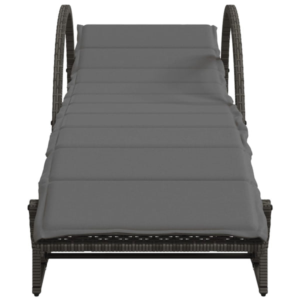 Graue Poly Rattan Sonnenliege mit Auflage