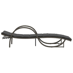 Graue Poly Rattan Sonnenliege mit Auflage
