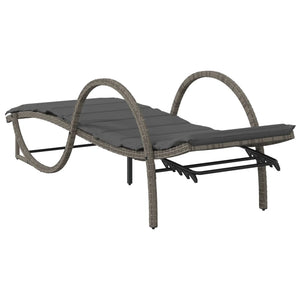 Graue Poly Rattan Sonnenliege mit Auflage