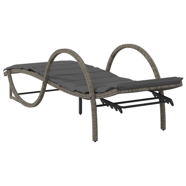 Graue Poly Rattan Sonnenliege mit Auflage