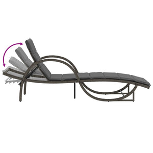 Graue Poly Rattan Sonnenliege mit Auflage