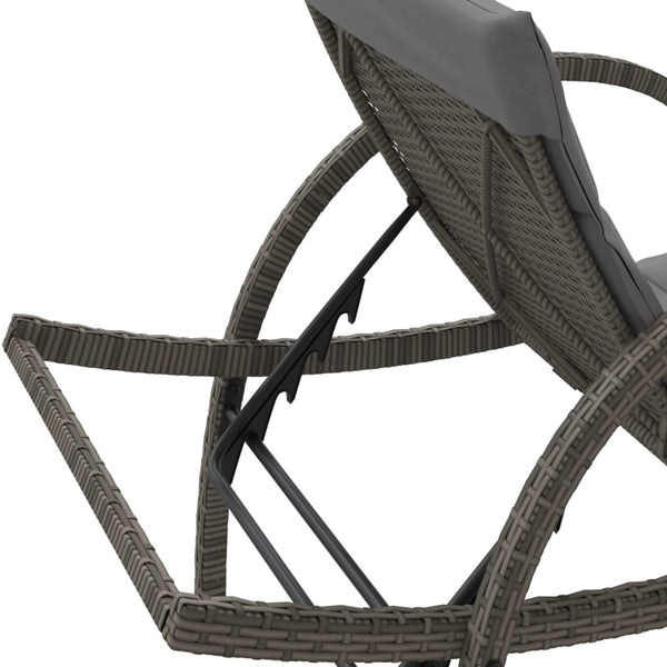 Graue Poly Rattan Sonnenliege mit Auflage