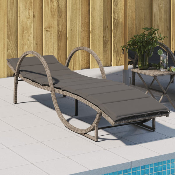 Graue Poly Rattan Sonnenliege mit Auflage