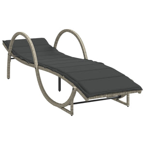 Sonnenliege Poly Rattan Hellgrau mit Auflage