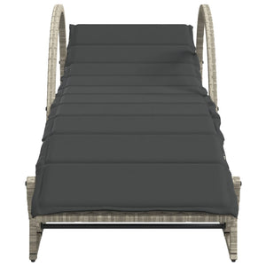 Sonnenliege Poly Rattan Hellgrau mit Auflage