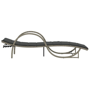Sonnenliege Poly Rattan Hellgrau mit Auflage