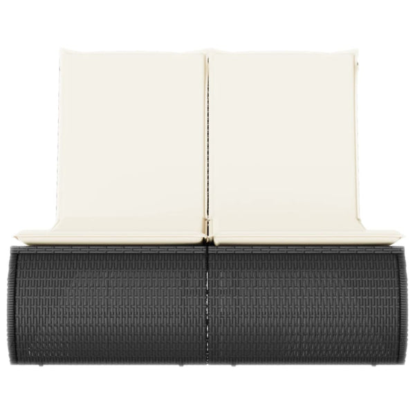 Doppel Sonnenliege mit Kissen, Schwarz Poly Rattan