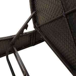 Doppel Sonnenliege mit Kissen, Schwarz Poly Rattan