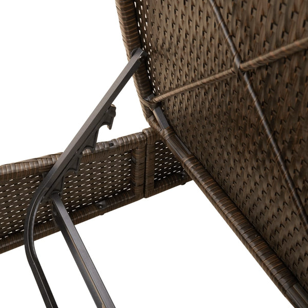 Doppel Sonnenliege Braun Poly Rattan mit Auflagen