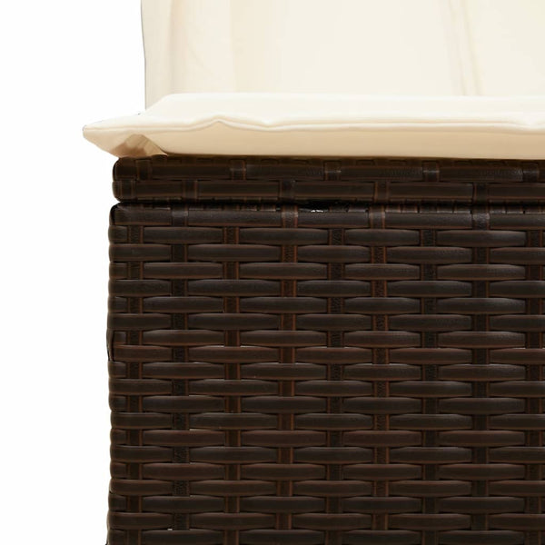 Doppel Sonnenliege mit Dach Braun Poly Rattan