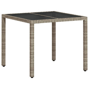 vidaXL Table de jardin avec plateau en verre Gris clair 90x90x75 cm Résine tressée