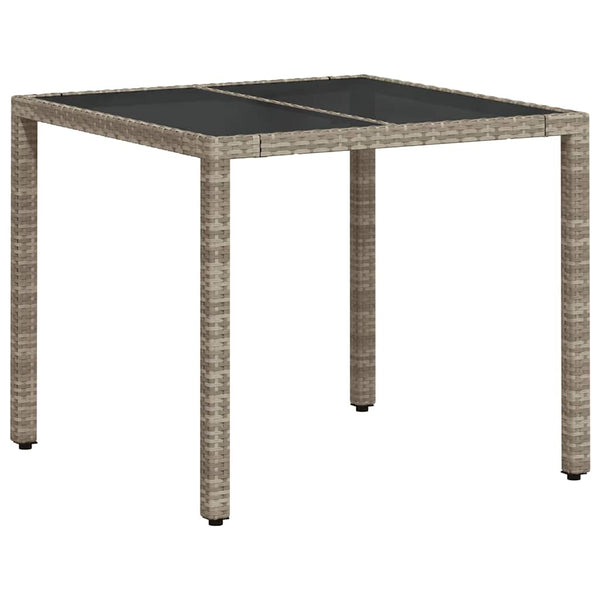 vidaXL Table de jardin avec plateau en verre Gris clair 90x90x75 cm Résine tressée