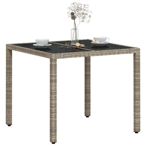 vidaXL Table de jardin avec plateau en verre Gris clair 90x90x75 cm Résine tressée