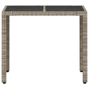 vidaXL Table de jardin avec plateau en verre Gris clair 90x90x75 cm Résine tressée