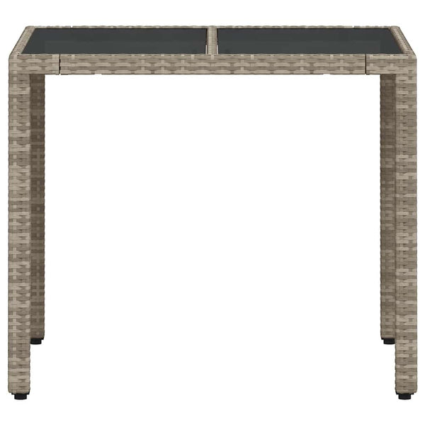 vidaXL Table de jardin avec plateau en verre Gris clair 90x90x75 cm Résine tressée
