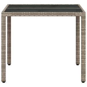 vidaXL Table de jardin avec plateau en verre Gris clair 90x90x75 cm Résine tressée