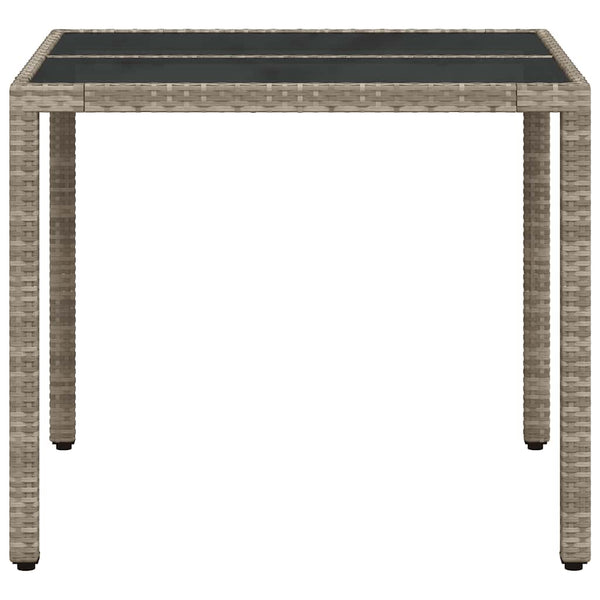 vidaXL Table de jardin avec plateau en verre Gris clair 90x90x75 cm Résine tressée