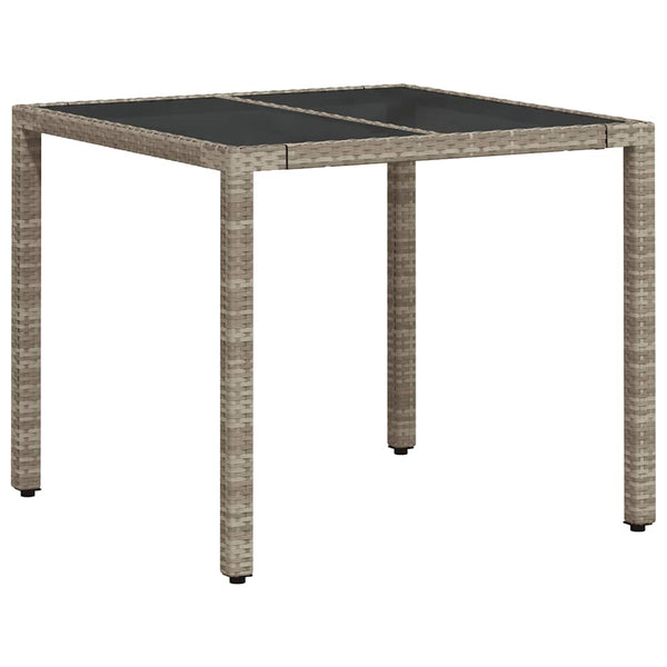 vidaXL Table de jardin avec plateau en verre Gris clair 90x90x75 cm Résine tressée
