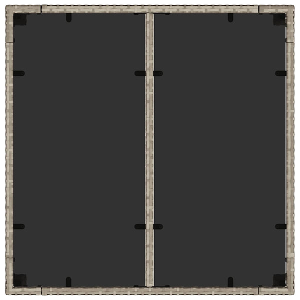 vidaXL Table de jardin avec plateau en verre Gris clair 90x90x75 cm Résine tressée